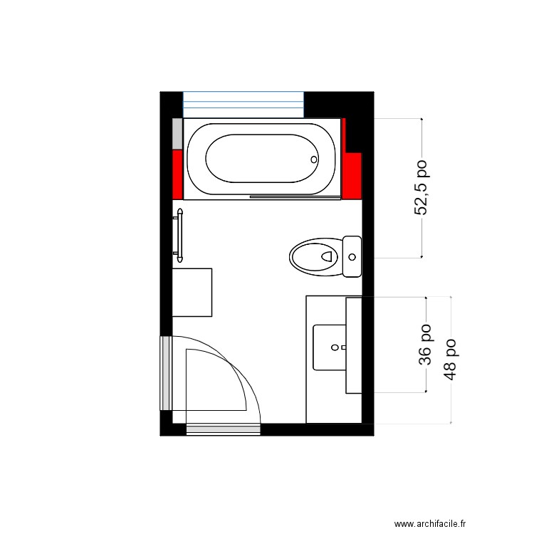 monique sdb rdch2. Plan de 1 pièce et 5 m2