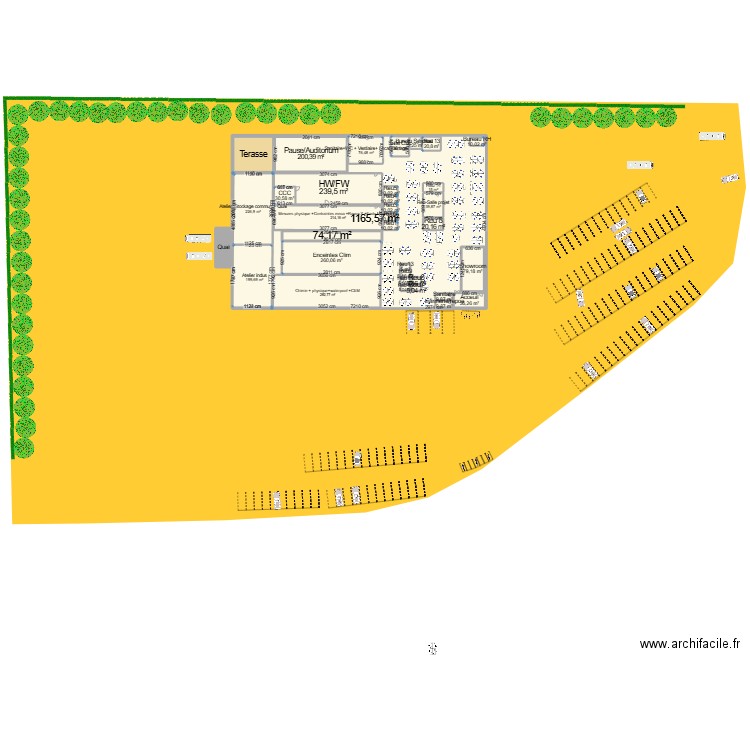 09.24 Plan Masse implantation V6 version haut meublé_David24_11_10. Plan de 35 pièces et 1138 m2