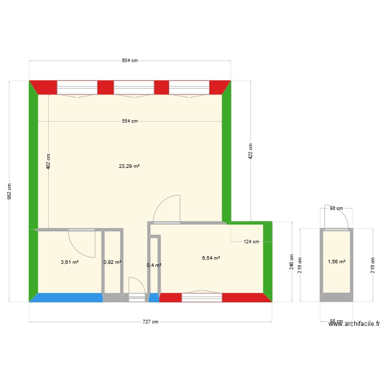 Rivet Lyon. Plan de 6 pièces et 36 m2