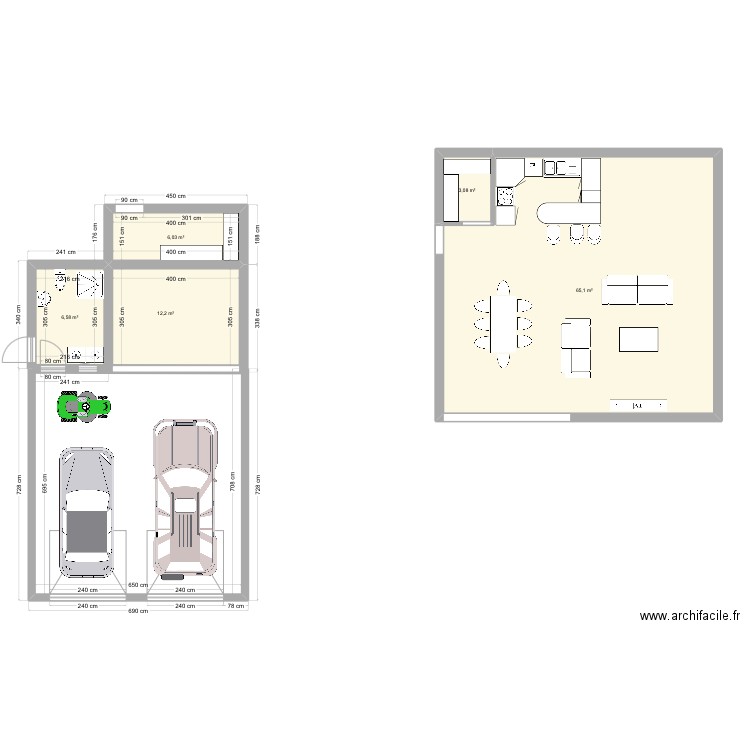 Garage. Plan de 5 pièces et 93 m2