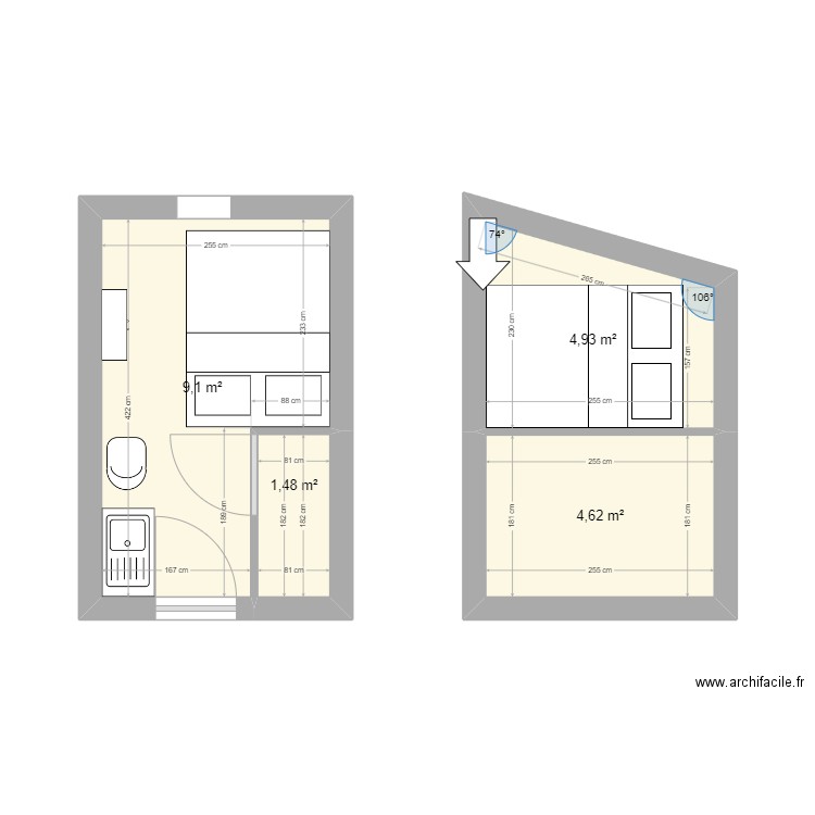 Appart 9. Plan de 4 pièces et 20 m2