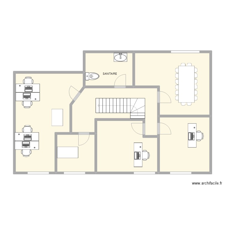 Plan PRODIMECA ETAGE MEUBLE. Plan de 7 pièces et 100 m2