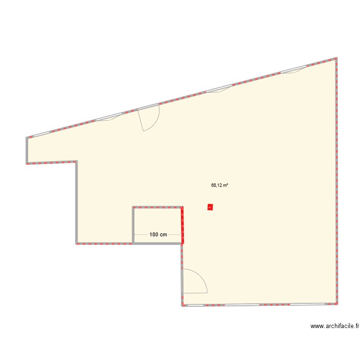 Arene Rdc 22 02 25 sans murs. Plan de 1 pièce et 68 m2