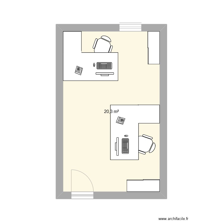 Bureau. Plan de 1 pièce et 20 m2