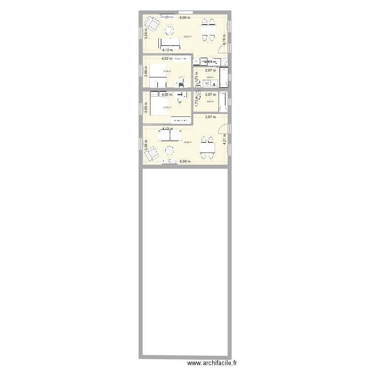 Garage. Plan de 6 pièces et 82 m2