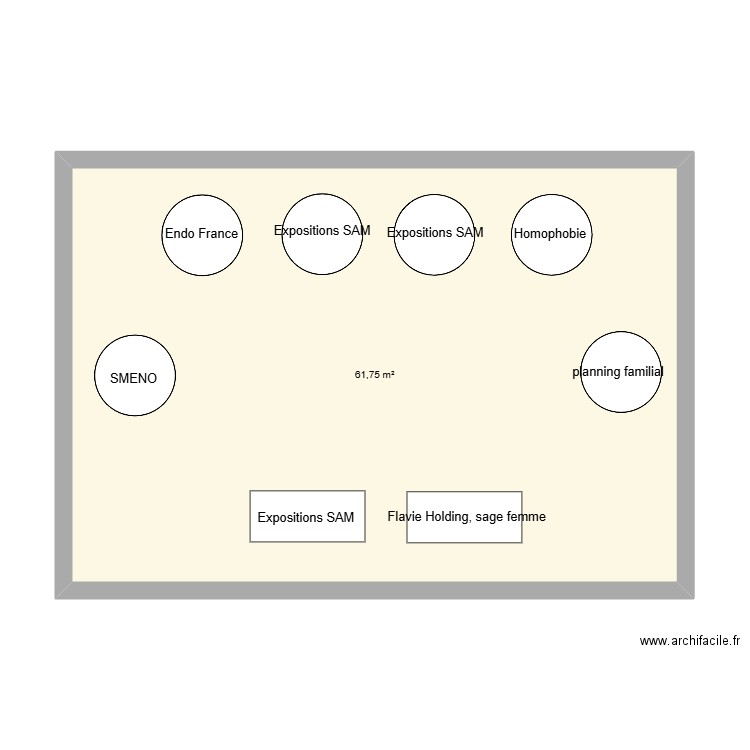 hall des table . Plan de 1 pièce et 66 m2