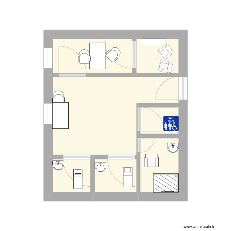 Institut . Plan de 7 pièces et 15 m2