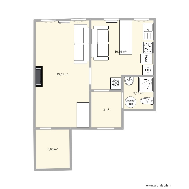 Chartreux. Plan de 5 pièces et 35 m2