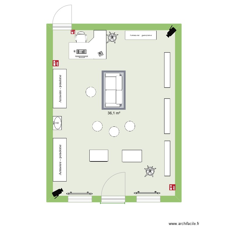 Bouquinet. Plan de 1 pièce et 36 m2