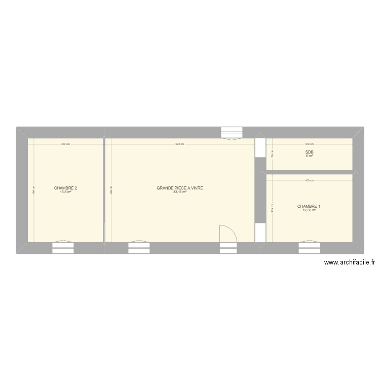 Corcelles. Plan de 5 pièces et 68 m2