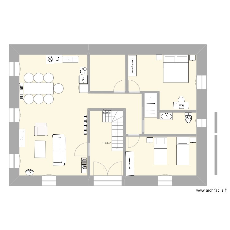 apezarena. Plan de 2 pièces et 103 m2