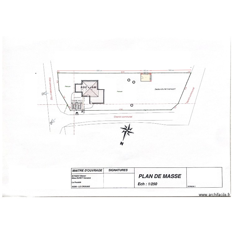 masse. Plan de 1 pièce et 17 m2