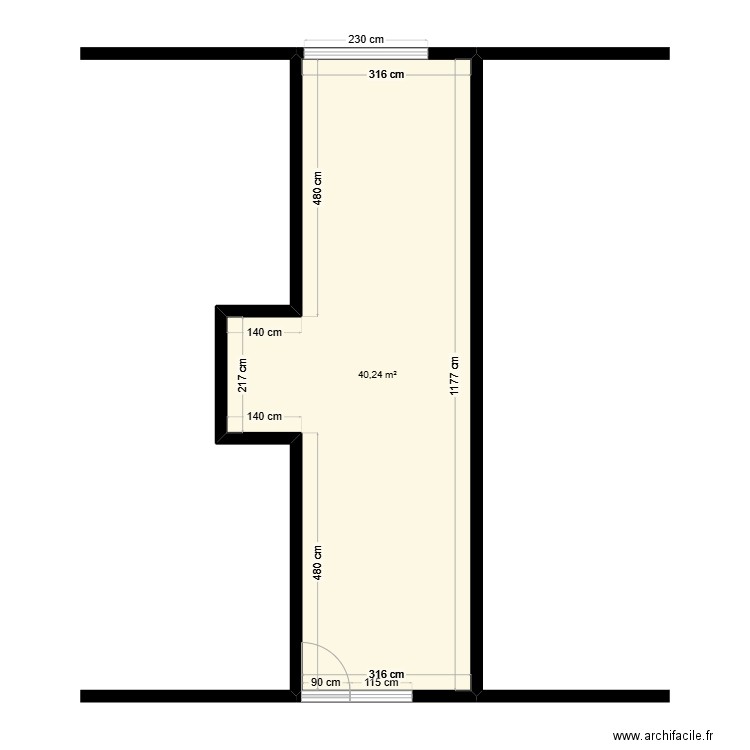 salon de coiffure DOMINICI. Plan de 1 pièce et 40 m2