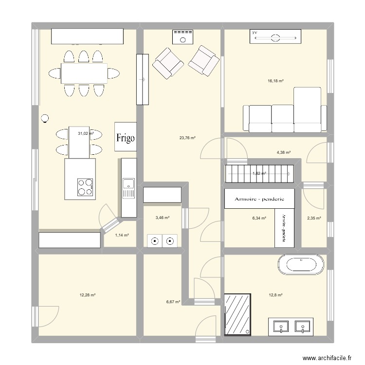 bas futur v. Plan de 12 pièces et 122 m2