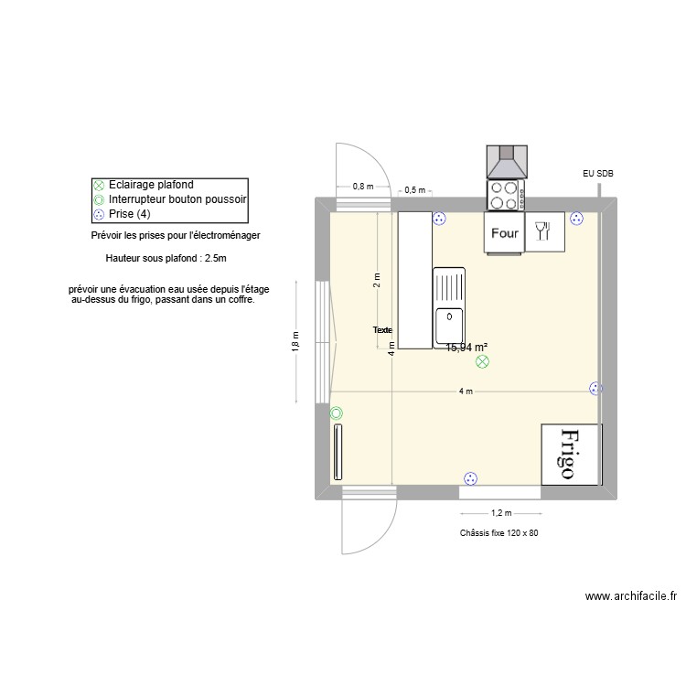 jean louis balau. Plan de 1 pièce et 16 m2