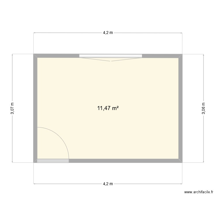 cuisine. Plan de 1 pièce et 11 m2