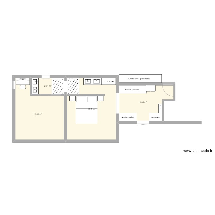 CHAMBRE 2. Plan de 4 pièces et 41 m2