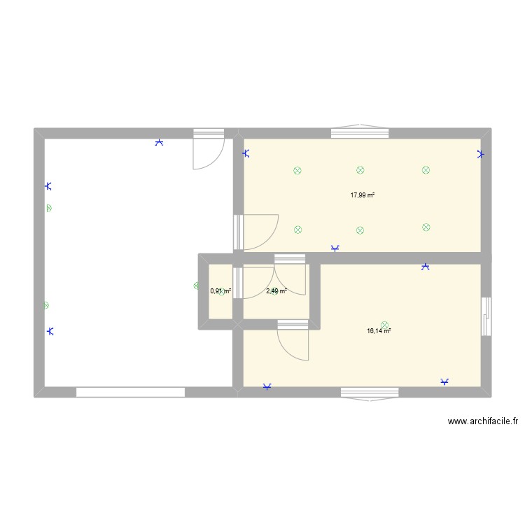 Rénover Styv. Plan de 4 pièces et 38 m2