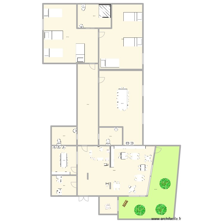 projet. Plan de 12 pièces et 1358 m2