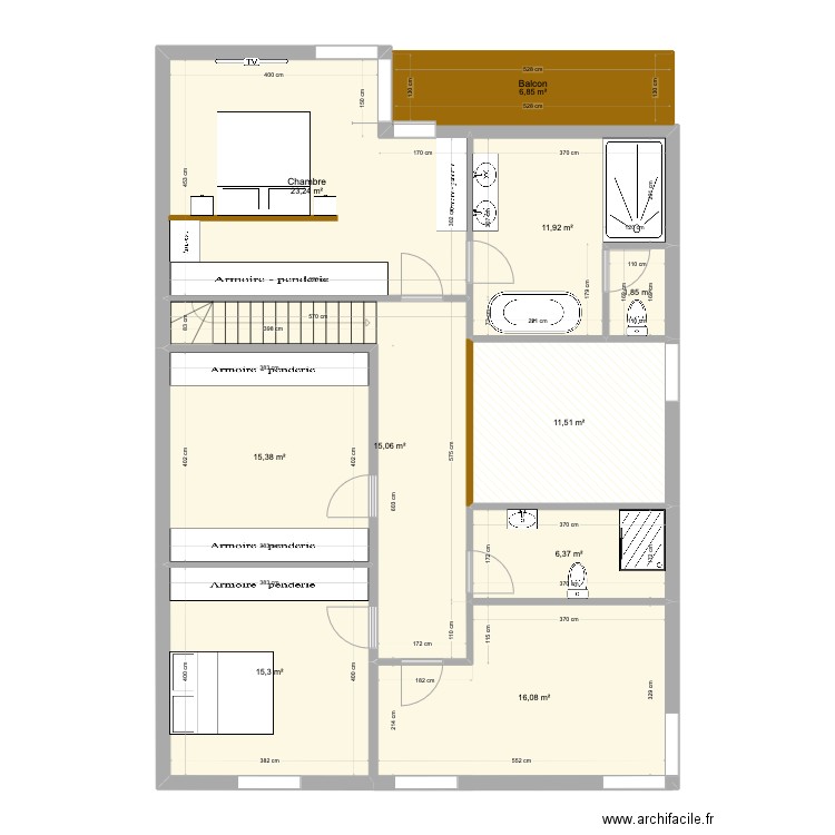 Etage1. Plan de 10 pièces et 124 m2