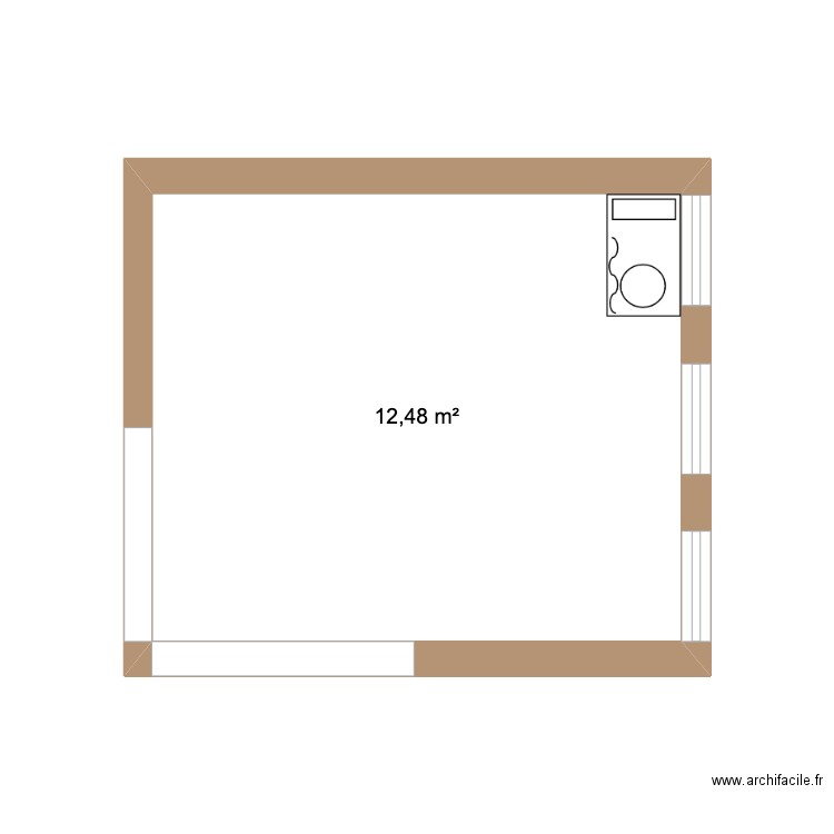 PROJET RCI. Plan de 1 pièce et 12 m2