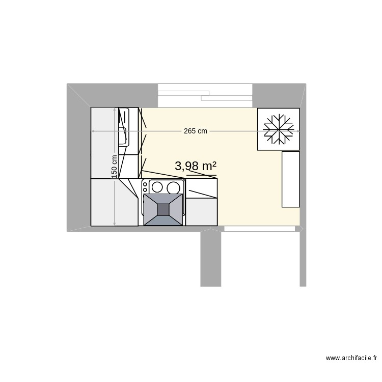 Cuisine LA BAULE. Plan de 1 pièce et 4 m2