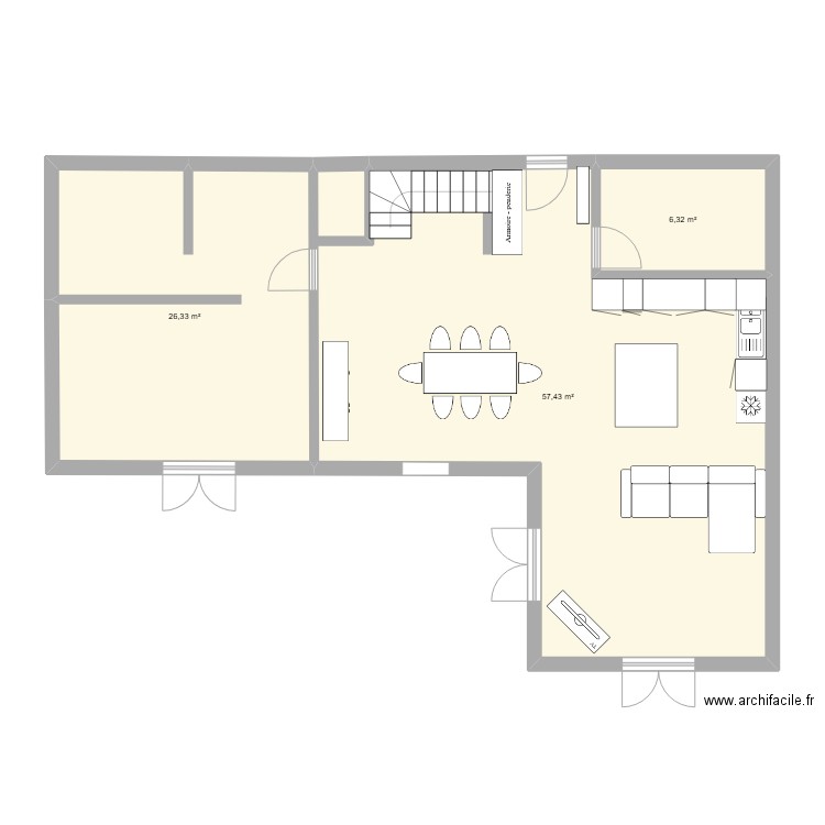 borgo 2. Plan de 3 pièces et 90 m2