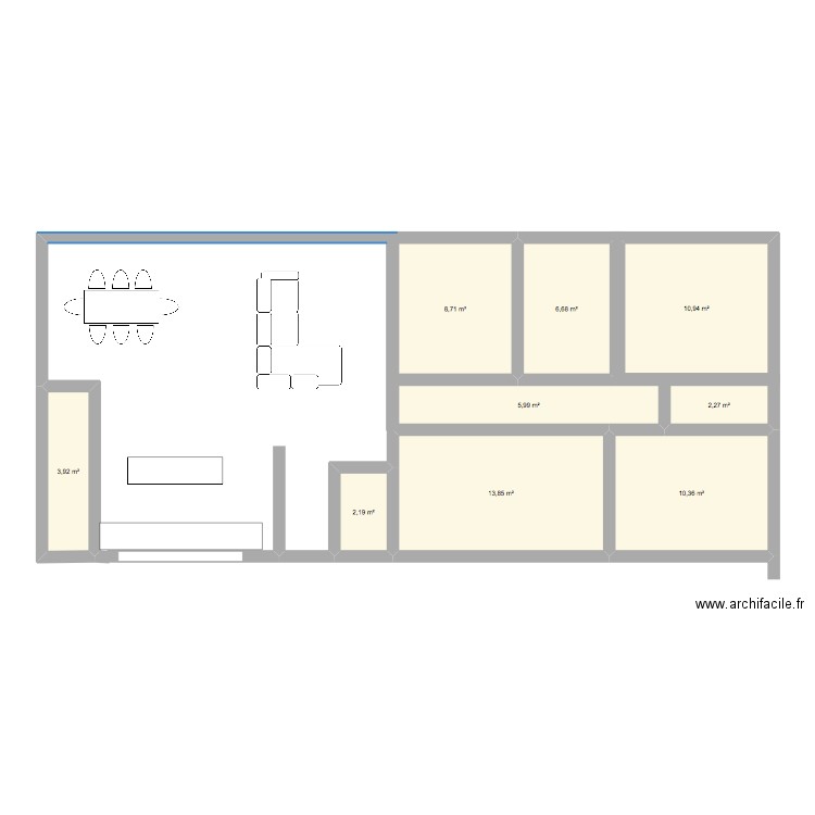 maison 3. Plan de 9 pièces et 65 m2