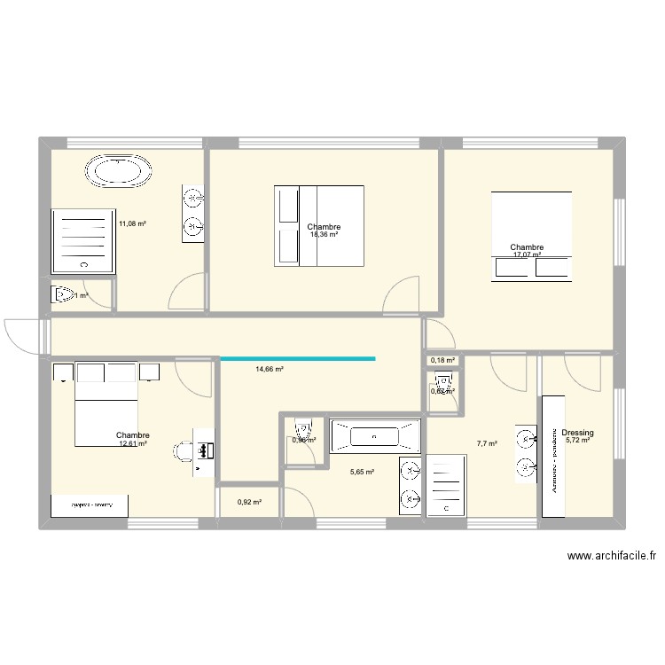 simiane +1. Plan de 13 pièces et 97 m2