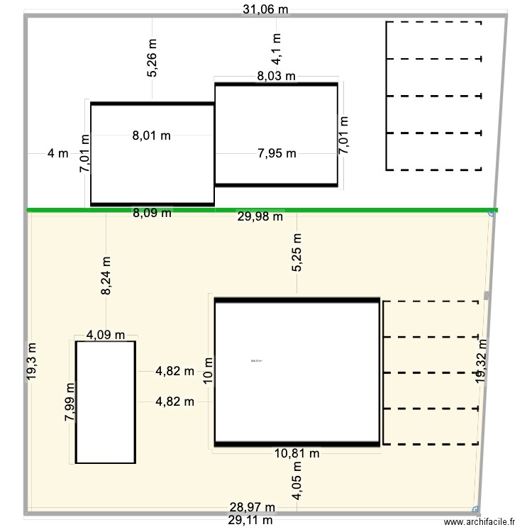 terrain implantation  2Maisons OUEST. Plan de 1 pièce et 569 m2