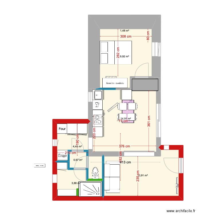 a casuccia 3. Plan de 7 pièces et 47 m2