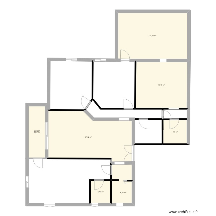 maison hamed. Plan de 7 pièces et 91 m2