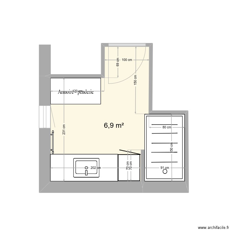 SdBIsa_v1. Plan de 1 pièce et 7 m2