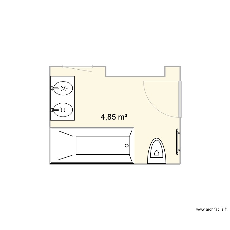 PLAN SALLE DE BAIN. Plan de 1 pièce et 5 m2