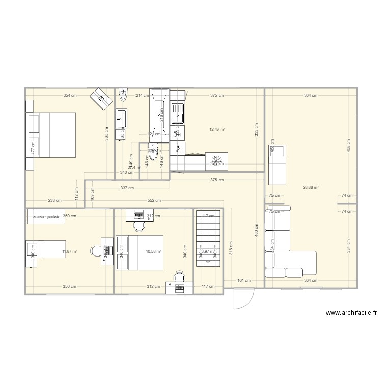 maison. Plan de 6 pièces et 105 m2