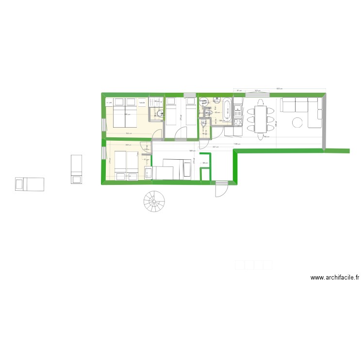 BERLICANT T3 1 er etagesimplifié. Plan de 5 pièces et 24 m2