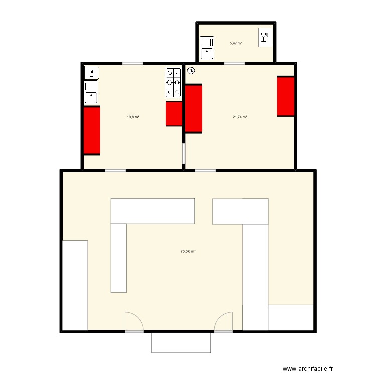 boutique ste anne. Plan de 4 pièces et 123 m2