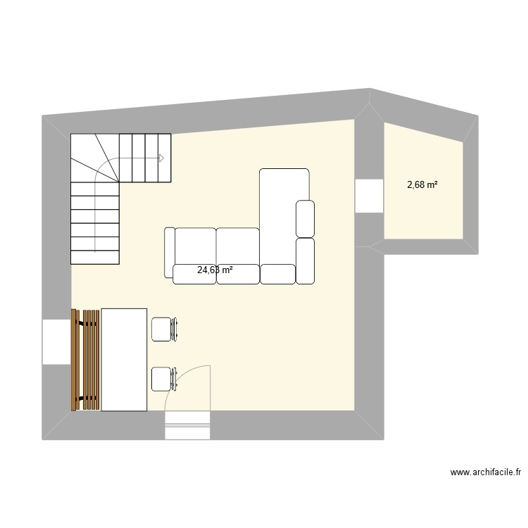 10000. Plan de 2 pièces et 27 m2