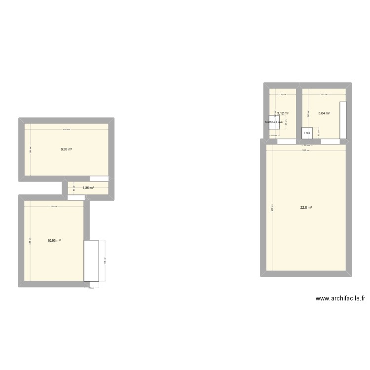 Maison Compiègne. Plan de 6 pièces et 53 m2