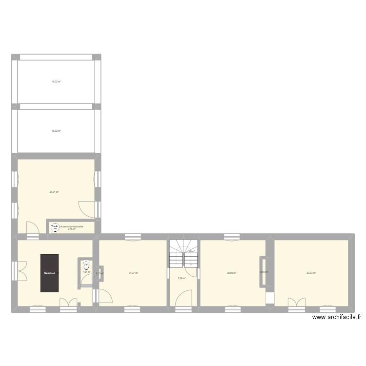 Auzouville. Plan de 13 pièces et 159 m2