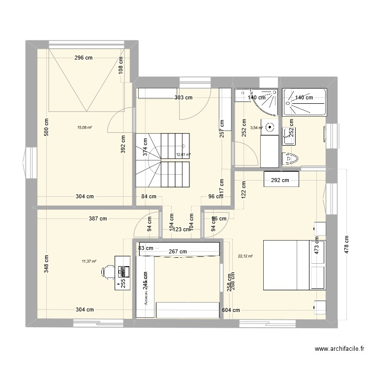 Thib +2. Plan de 6 pièces et 68 m2