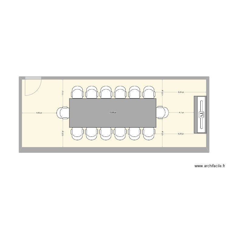 Salle conférence Beloeil option 14 pieds. Plan de 1 pièce et 30 m2