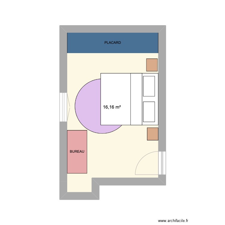 Chambre. Plan de 1 pièce et 16 m2