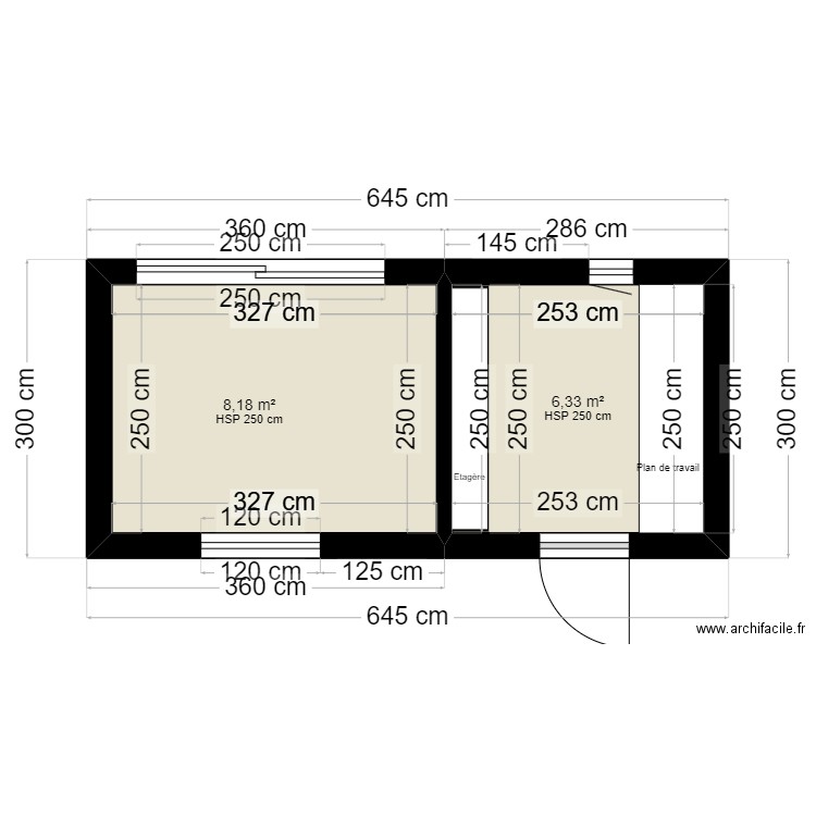 ABRI DE JARDIN V2. Plan de 2 pièces et 15 m2