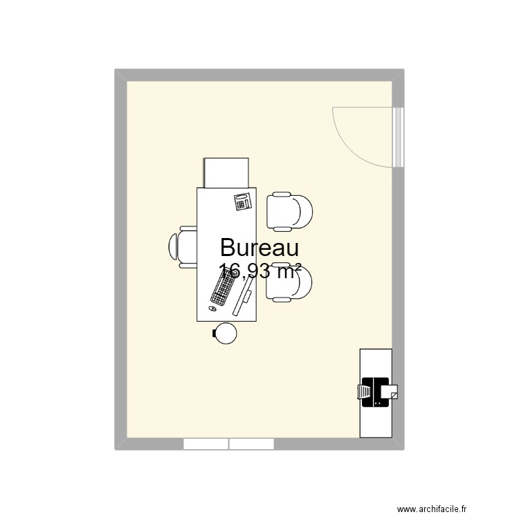 Bureau. Plan de 1 pièce et 17 m2