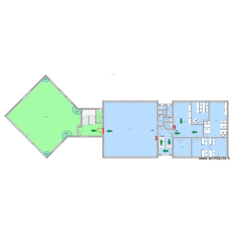 Modification R+1 Guillemin. Plan de 16 pièces et 349 m2