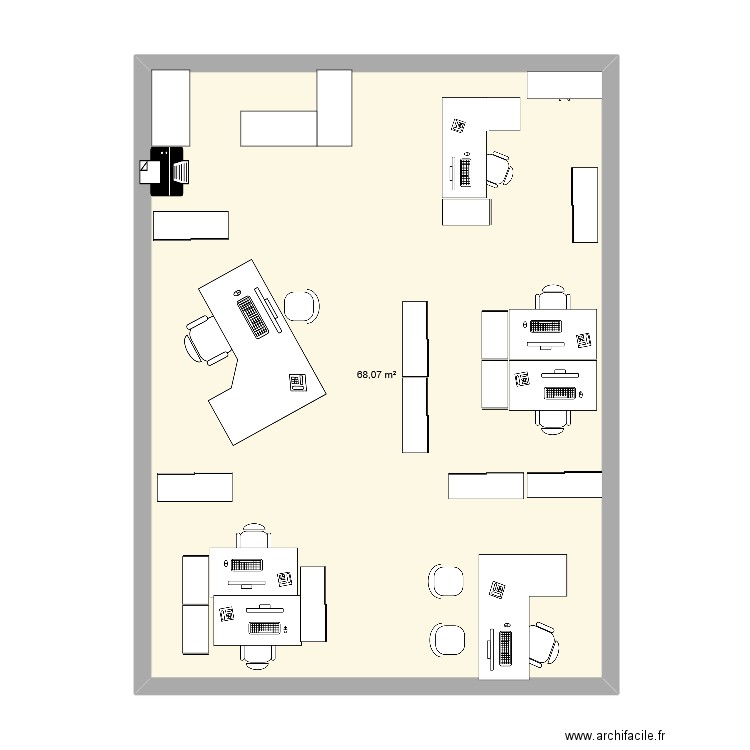 bureaux CDC. Plan de 1 pièce et 68 m2