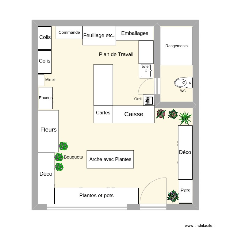 Boutique 1. Plan de 2 pièces et 51 m2