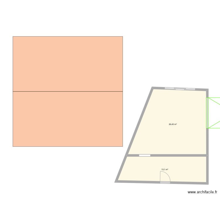 Atelier 2. Plan de 2 pièces et 40 m2