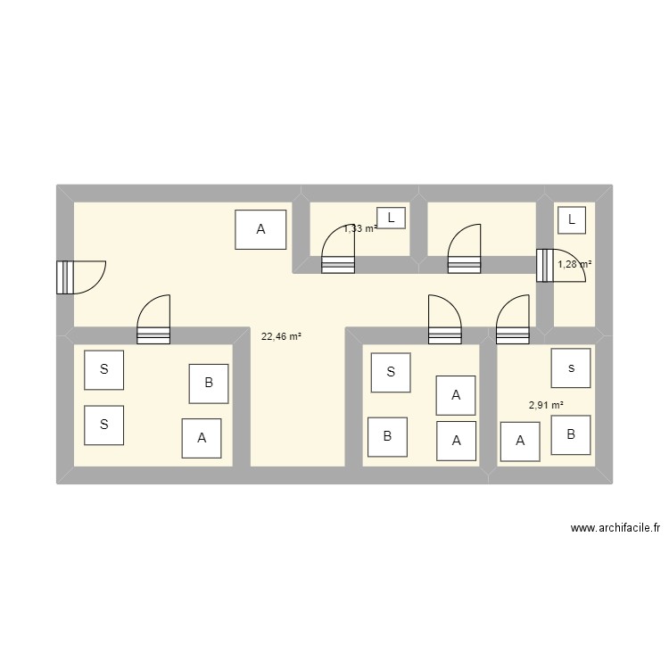 Dev1. Plan de 4 pièces et 28 m2